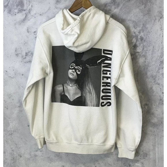 Gildan Other - Ariana Grande Dangerous Woman Tour Pullover Hoodie Sweatshirt White Stained M F1